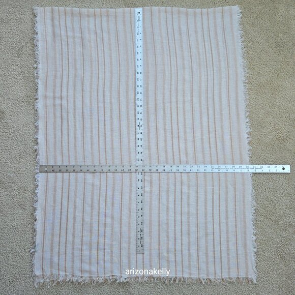 J. Crew Linen Cotton Sarong Scarf White Tan Stripes - Picture 4 of 11